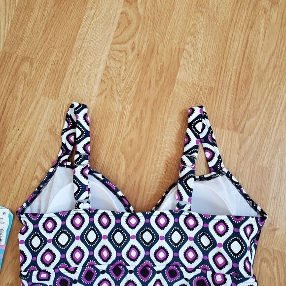 Swim Solutions Jewels Tiered Tummy Control 1-Piece - Picture 9 of 16